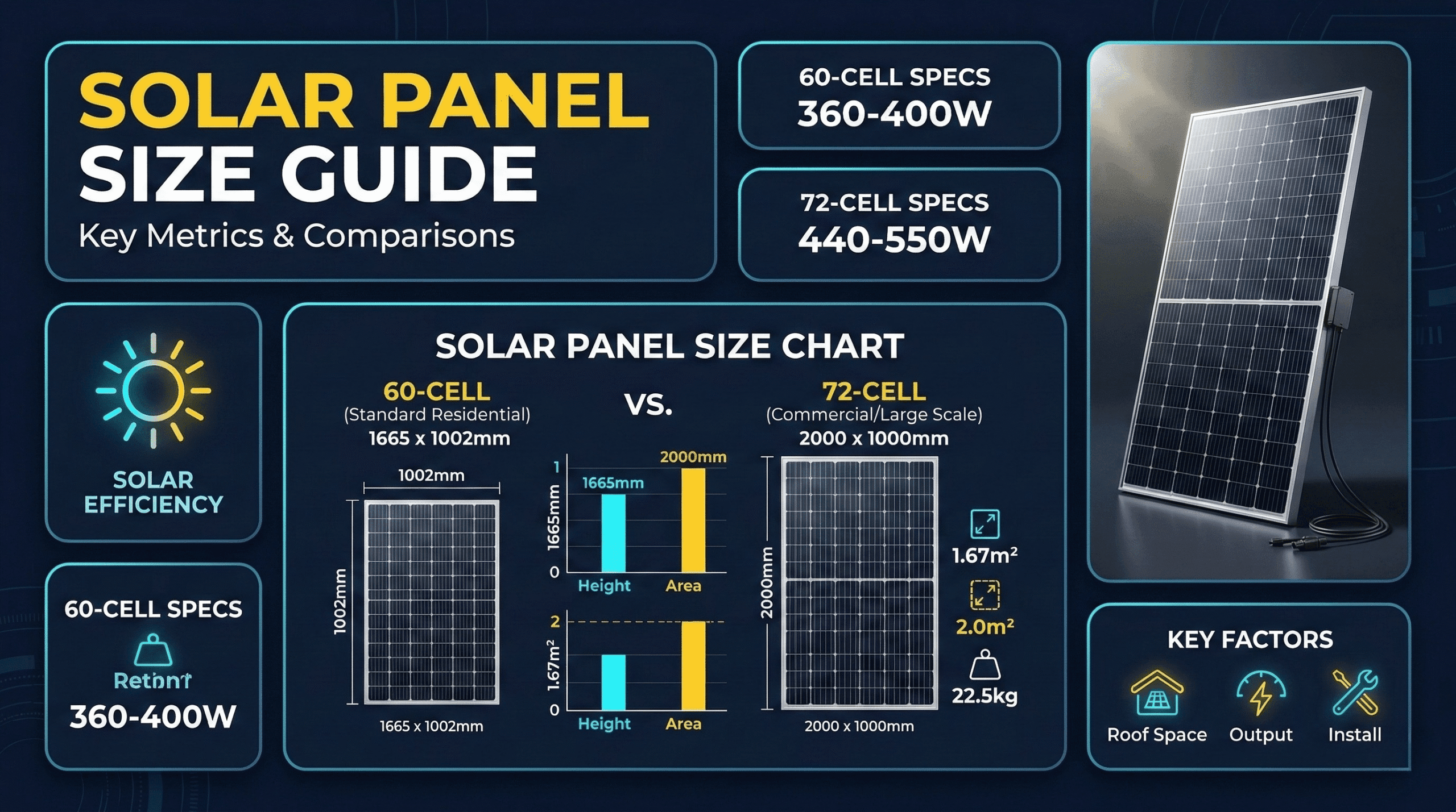 solar panel size chart